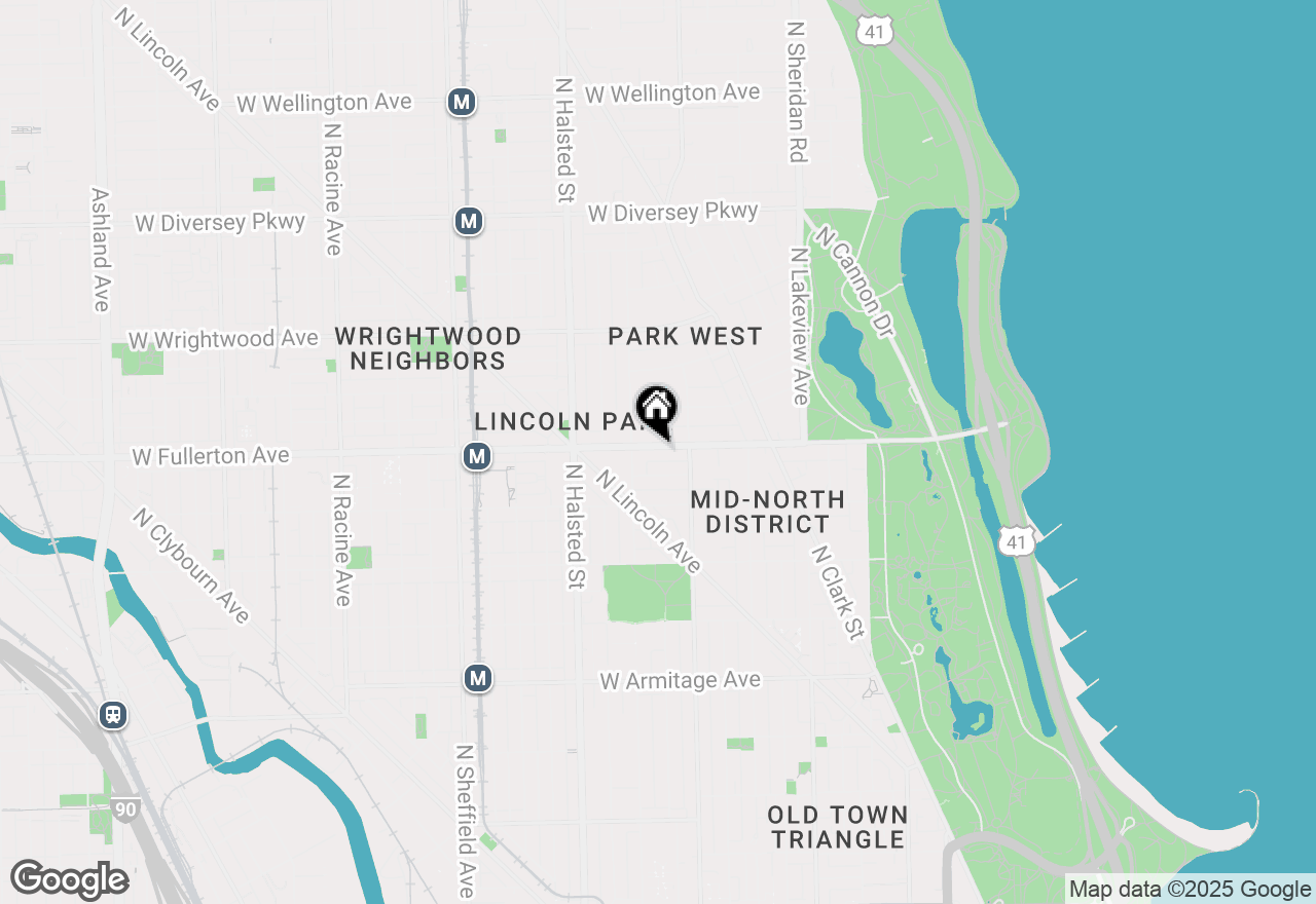 Map of 633 W Fullerton Parkway #G, Chicago, IL 60614