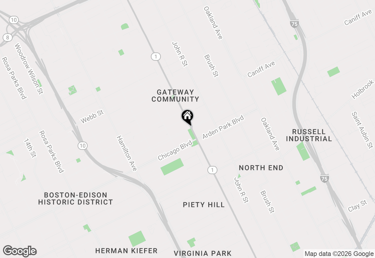 Map of 70 W Boston Boulevard, Detroit, MI 48202