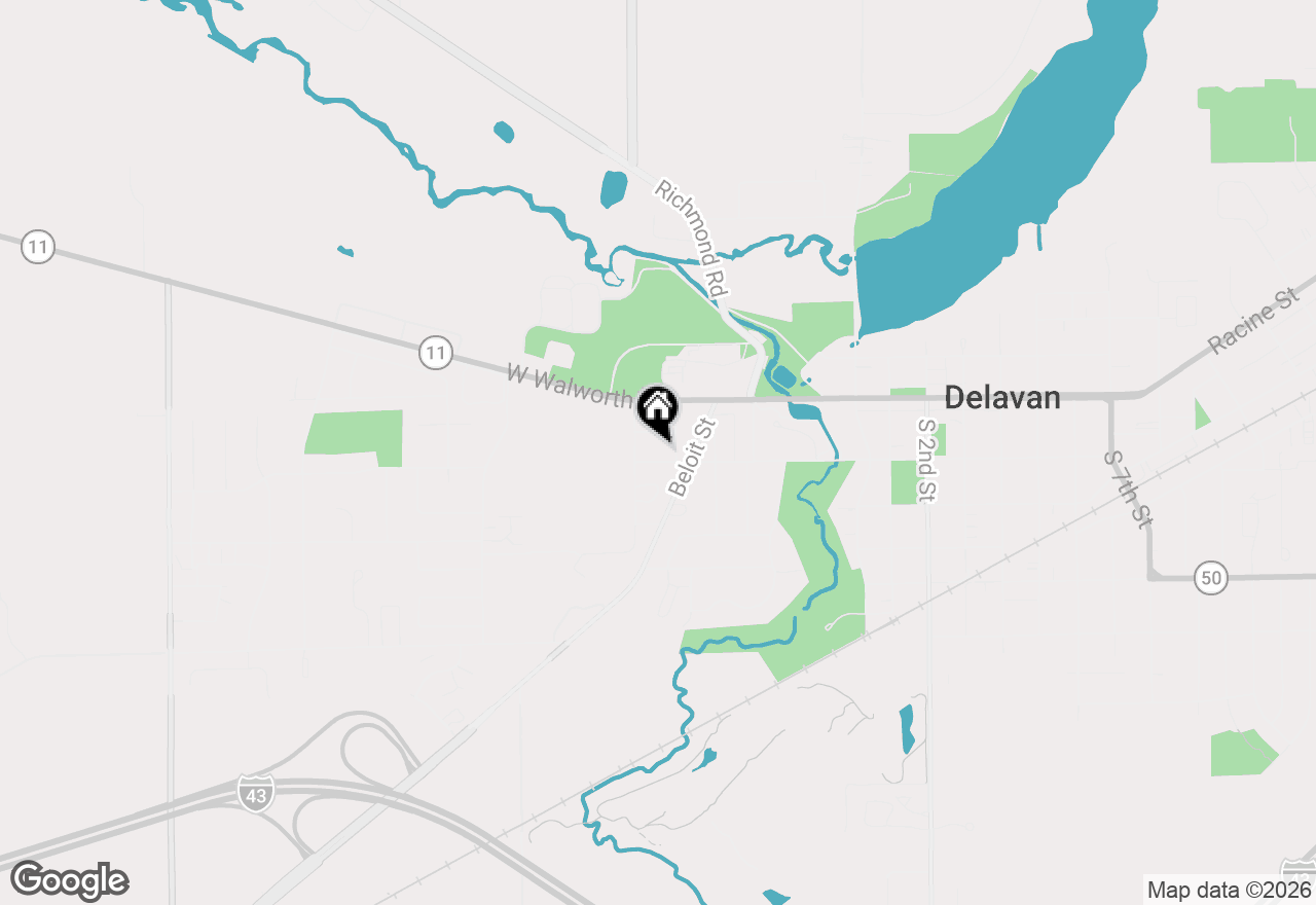 Map of 403 W Washington St, Delavan, WI 53115