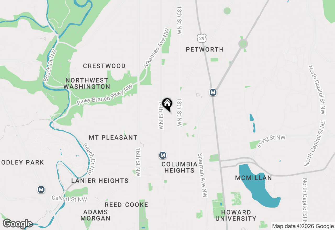 Map of 1355 Oak Street Nw #2, Washington, DC 20010