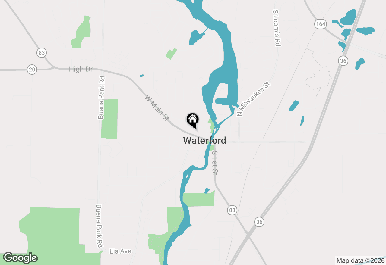 Map of 102 N Jefferson St, Waterford, WI 53185
