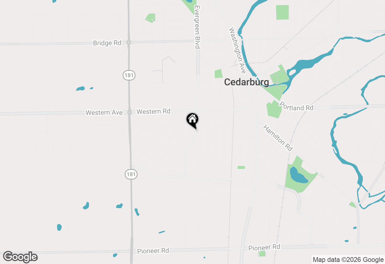 Map of W68N437 Evergreen Blvd, Cedarburg, WI 53012