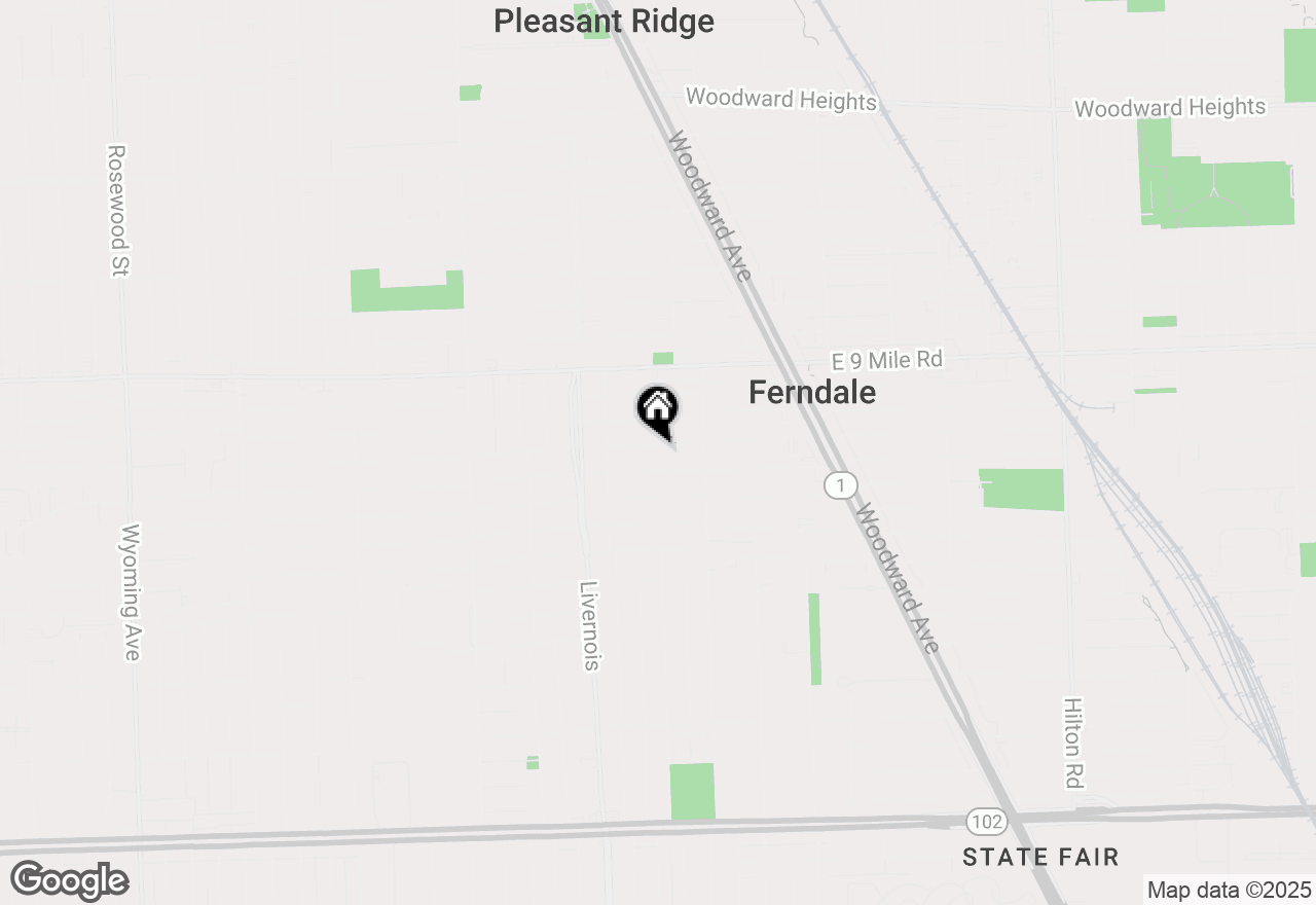 Map of 541 Albany Street, Ferndale, MI 48220