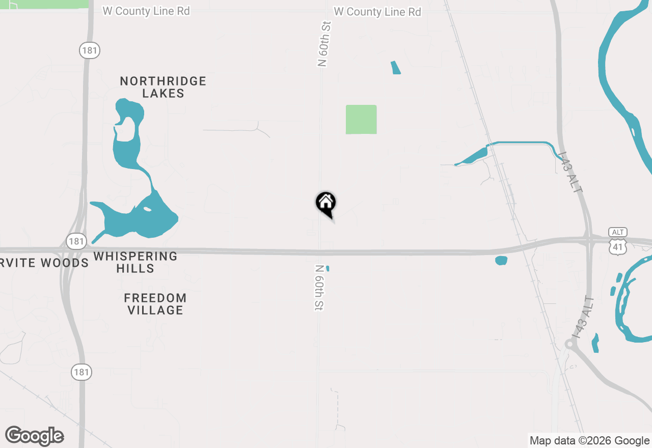 Map of 5975 W Green Brook Dr, Brown Deer, WI 53223