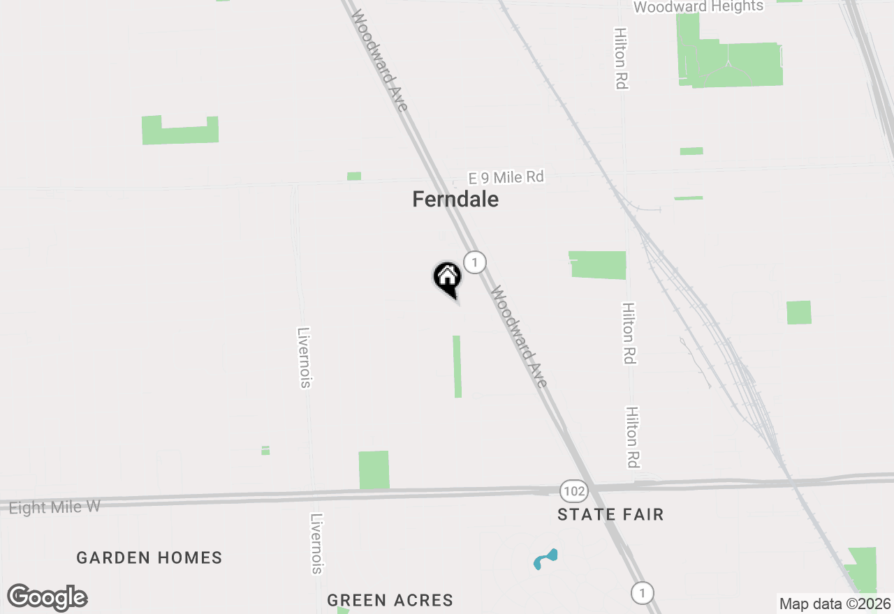 Map of 292 W Marshall Street, Ferndale, MI 48220