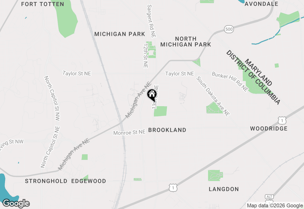 Map of 1258 Perry Street Ne, Washington, DC 20017