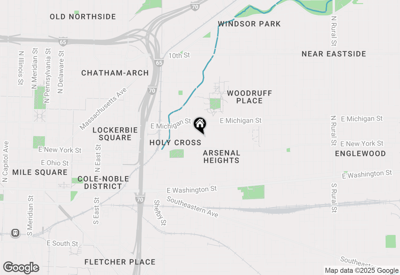 Map of 1410 E Vermont Street, Indianapolis, IN 46201