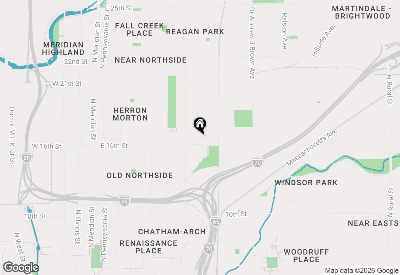 Map of 1626 Bellefontaine Street, Indianapolis, IN 46202