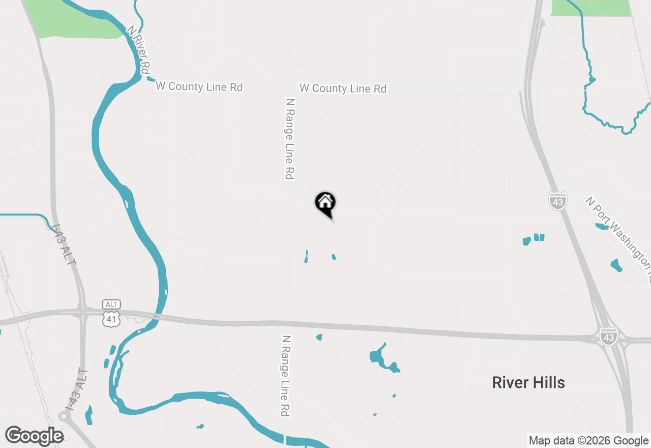 Map of 2485 W Fairy Chasm Rd, River Hills, WI 53217