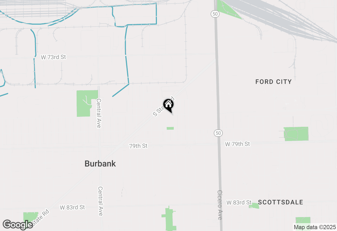 Map of 7701 Leamington Avenue, Burbank, IL 60459