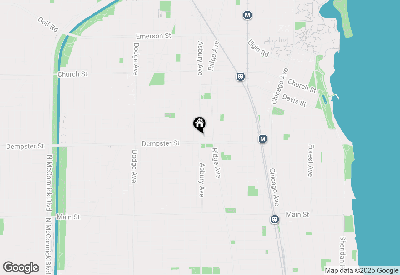 Map of 1335 Asbury Avenue, Evanston, IL 60201