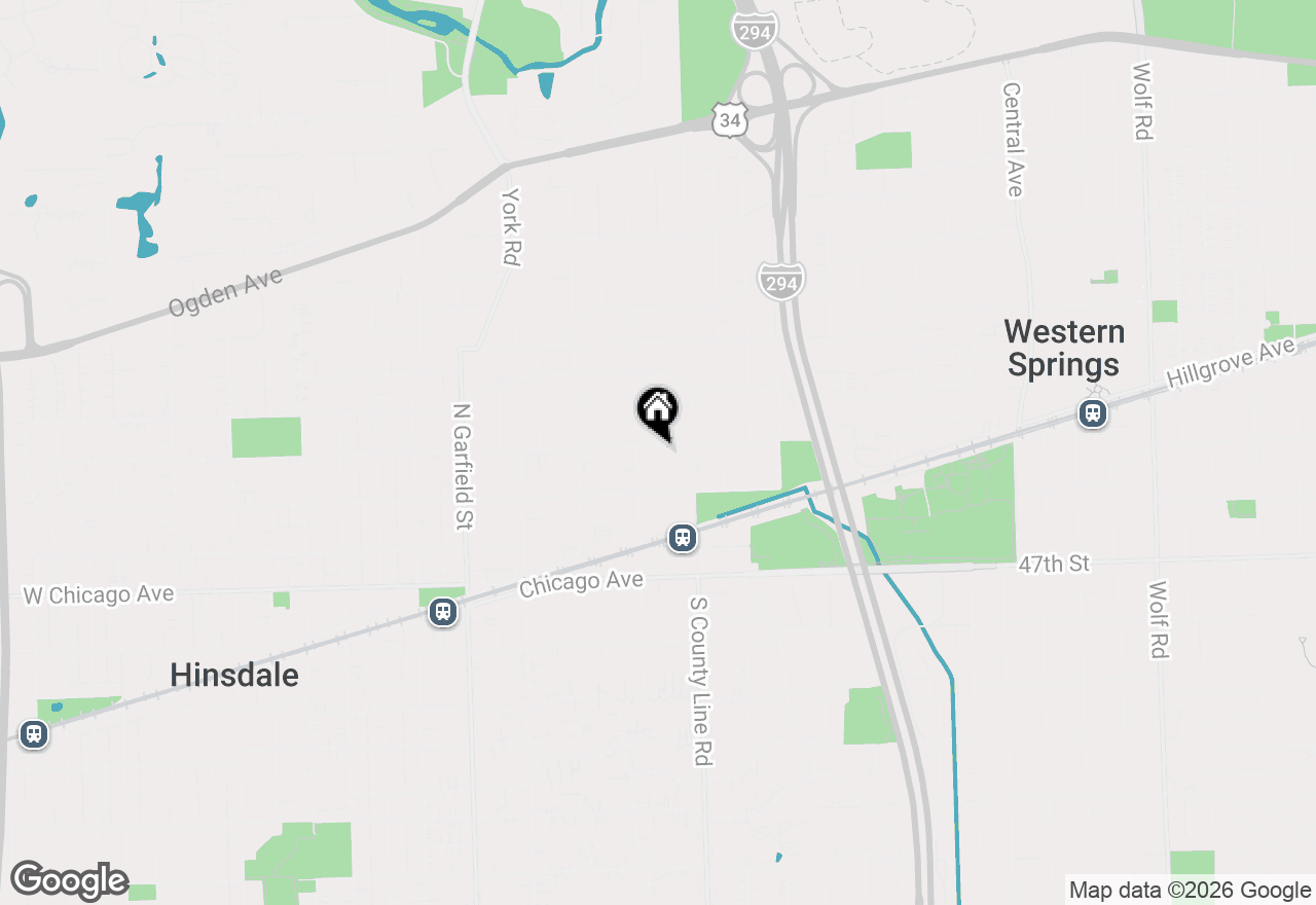 Map of 418 E Hickory Street, Hinsdale, IL 60521