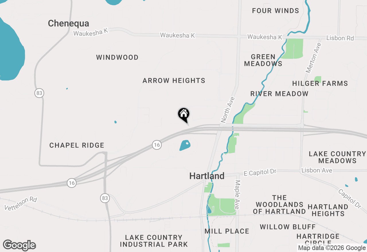 Map of 255 Willow Dr, Hartland, WI 53029