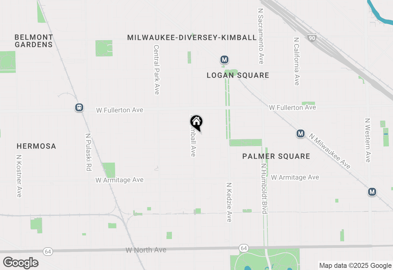 Map of 2229 N Kimball Avenue #2W, Chicago, IL 60647