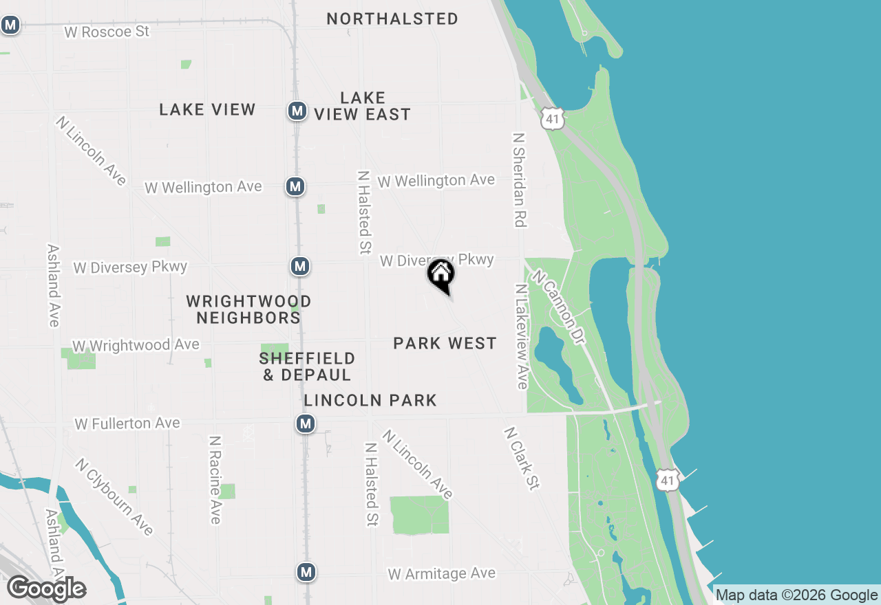 Map of 600 W Drummond Place #413, Chicago, IL 60614
