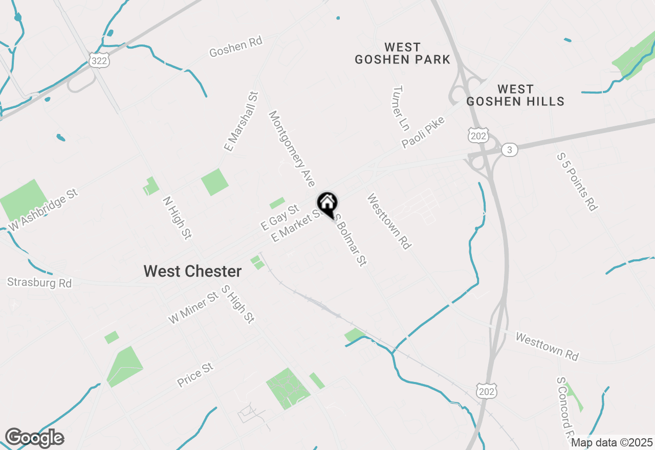 Map of 104 Poplar Street, West Chester, PA 19382