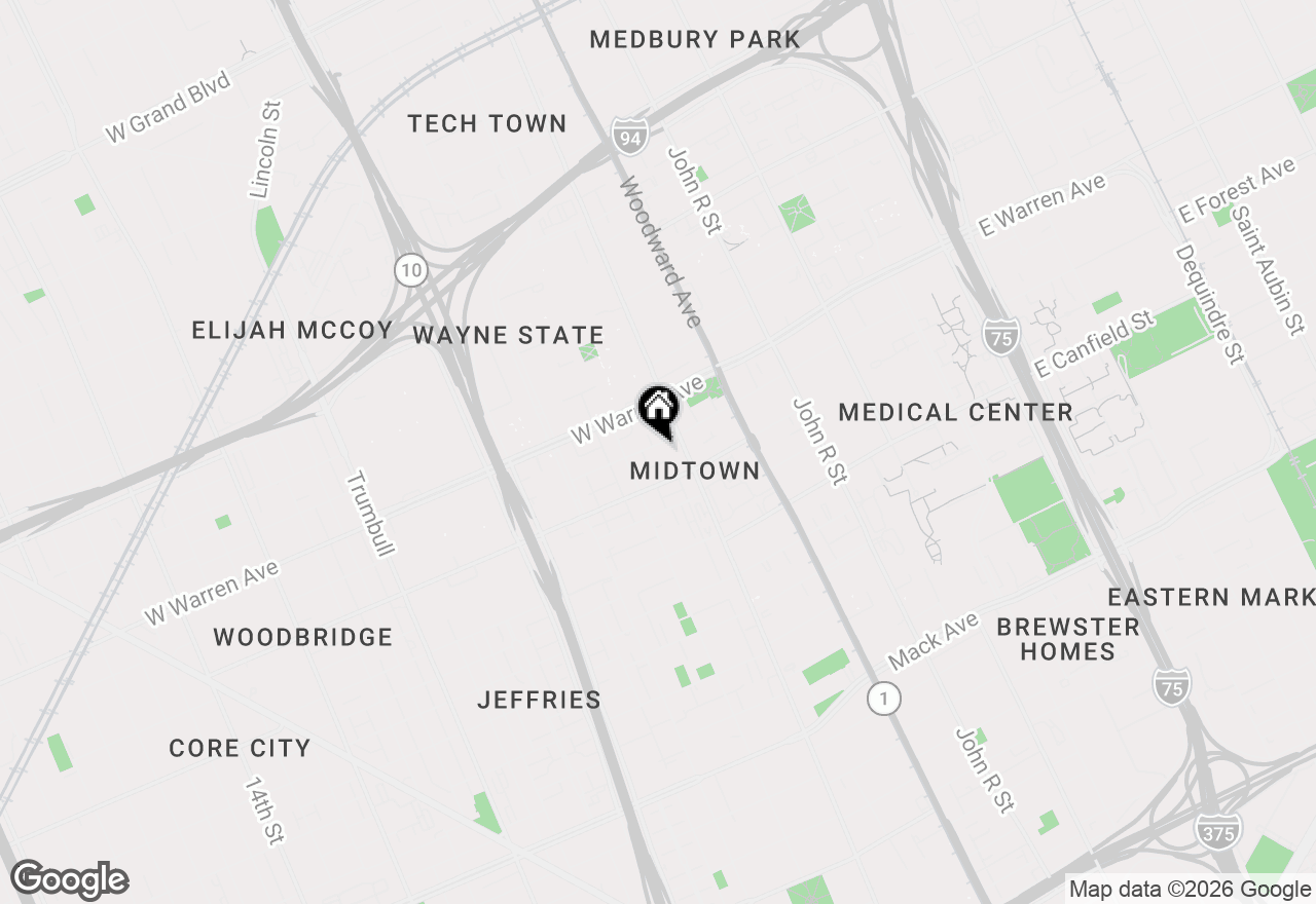 Map of 443 W Hancock Street, Detroit, MI 48201