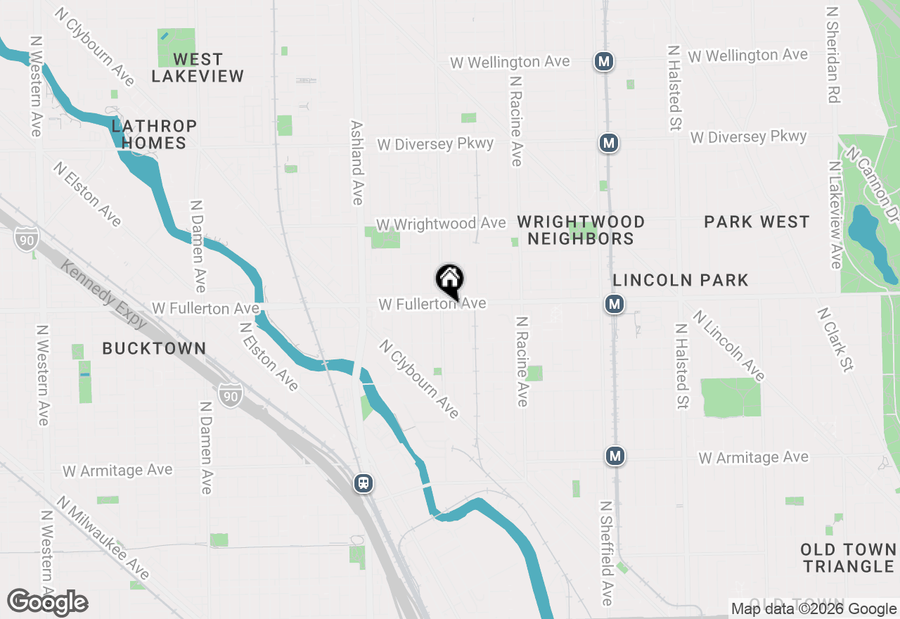 Map of 1359 W Fullerton Avenue #PH, Chicago, IL 60614