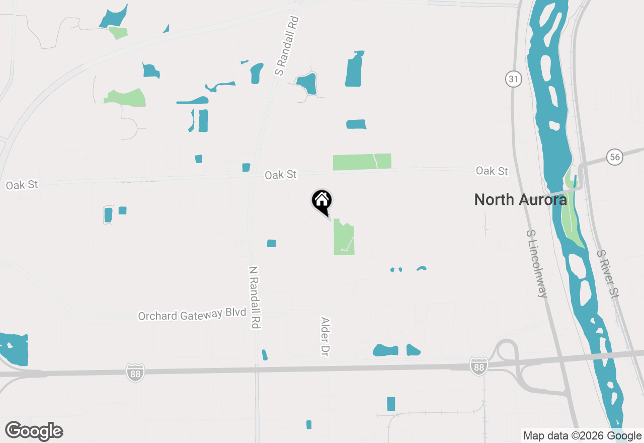Map of 34 S Juniper Drive, North Aurora, IL 60542