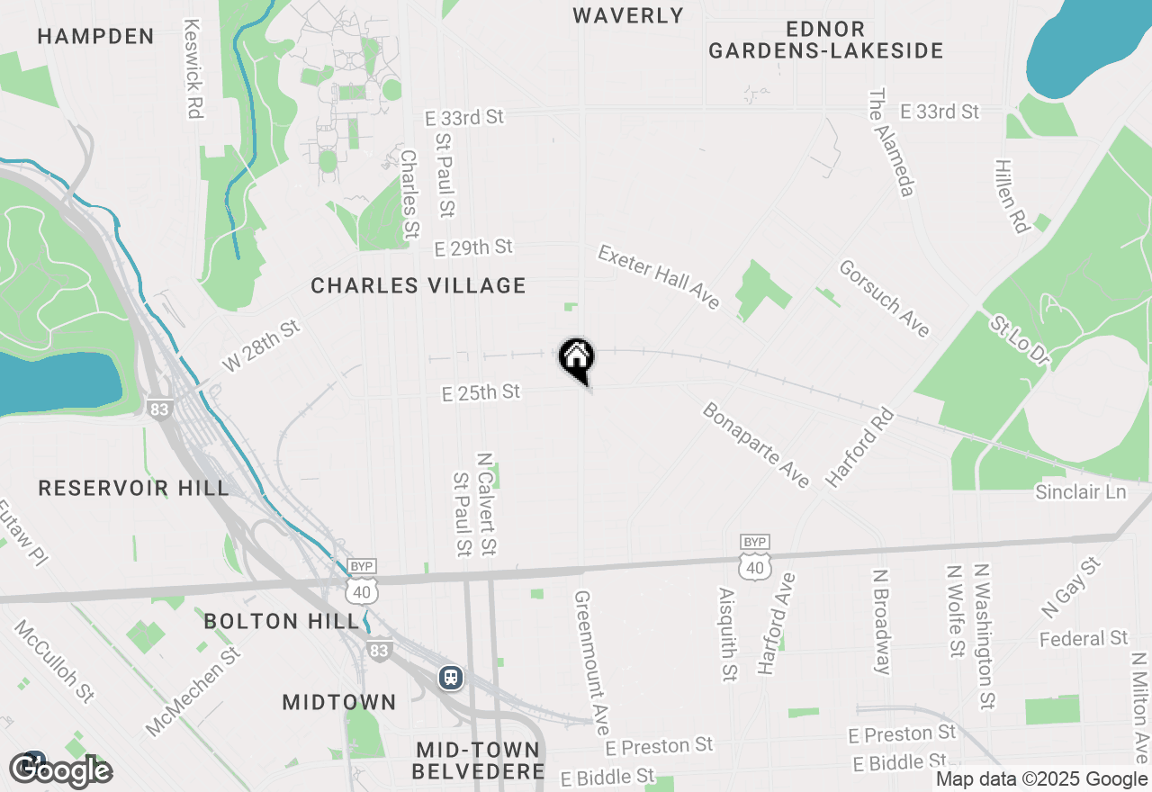 Map of 445 E 25th Street, Baltimore, MD 21218