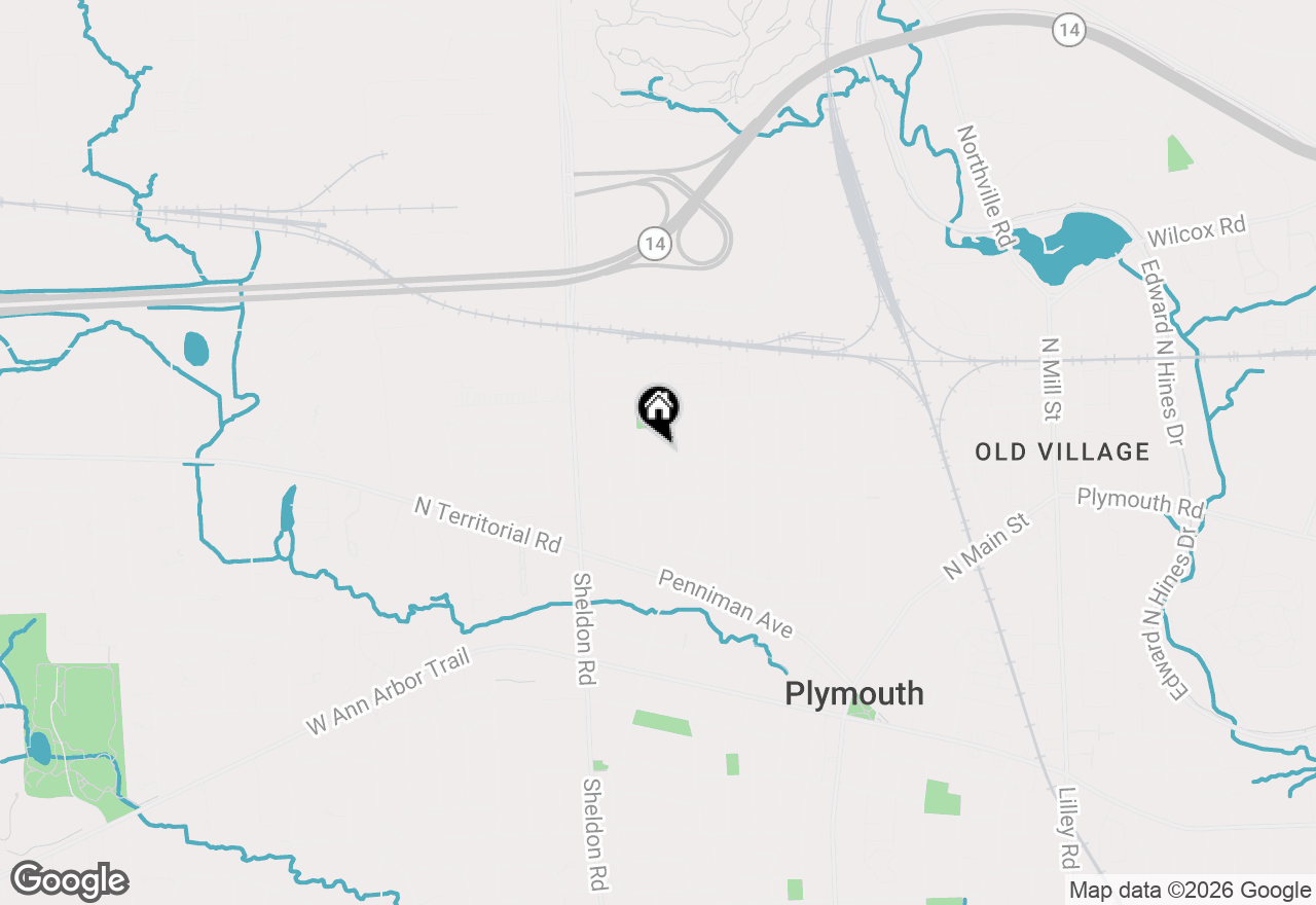 Map of 551 N Evergreen Street, Plymouth, MI 48170