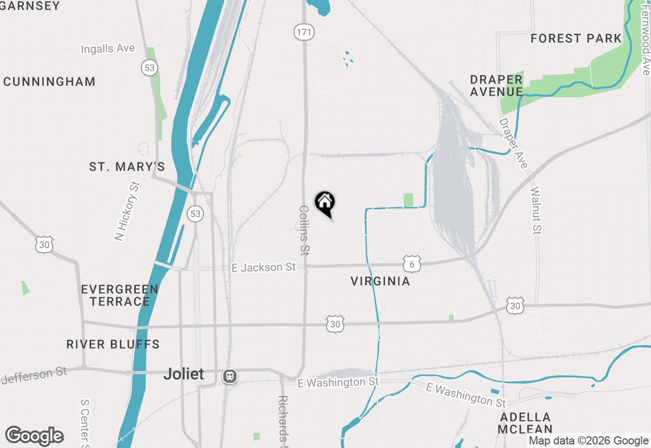 Map of 418 Irving Street, Joliet, IL 60432