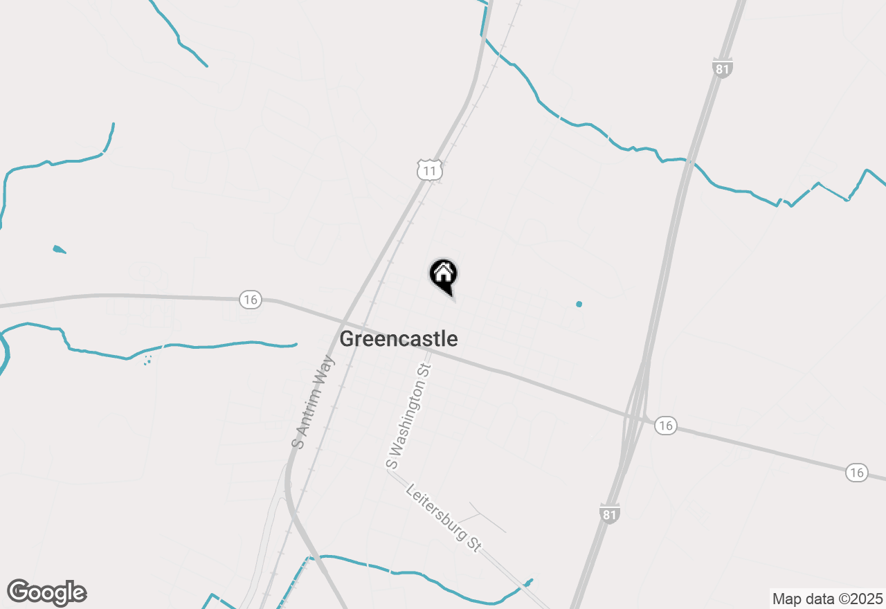 Map of 136 N Washington Street, Greencastle, PA 17225