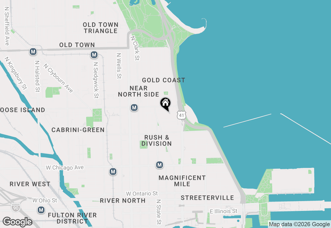 Map of 43 E Elm Street, Chicago, IL 60611