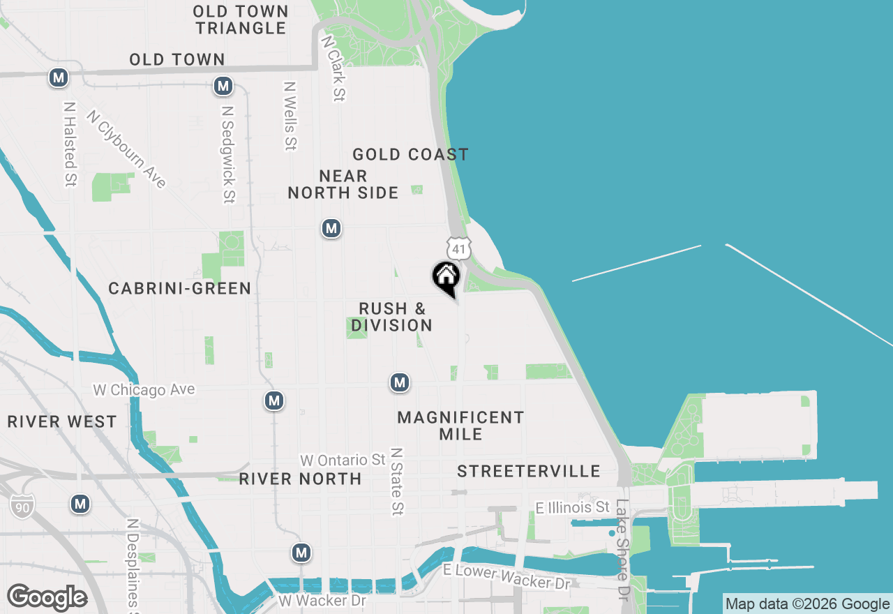 Map of 100 E Walton Street #41DE, Chicago, IL 60611