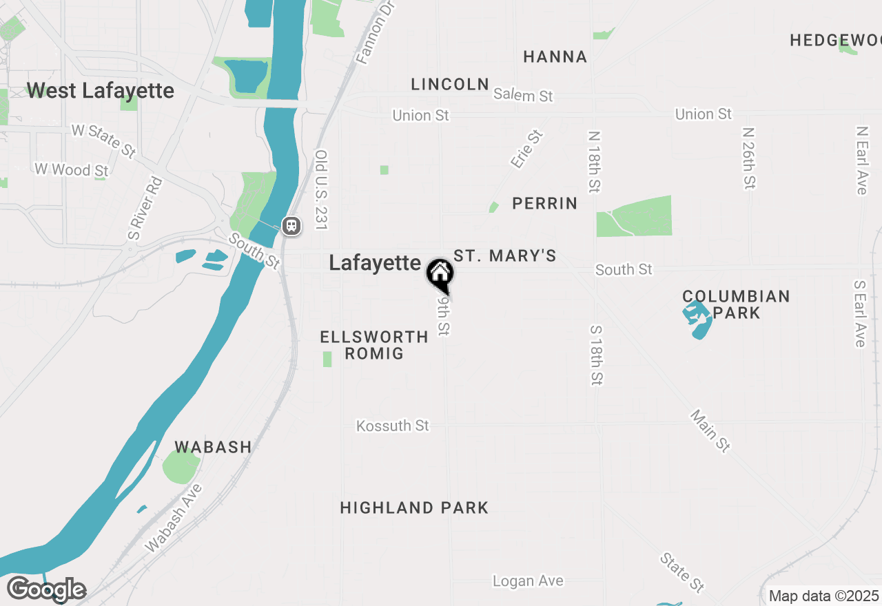 Map of 122 S 9th Street, Lafayette, IN 47901