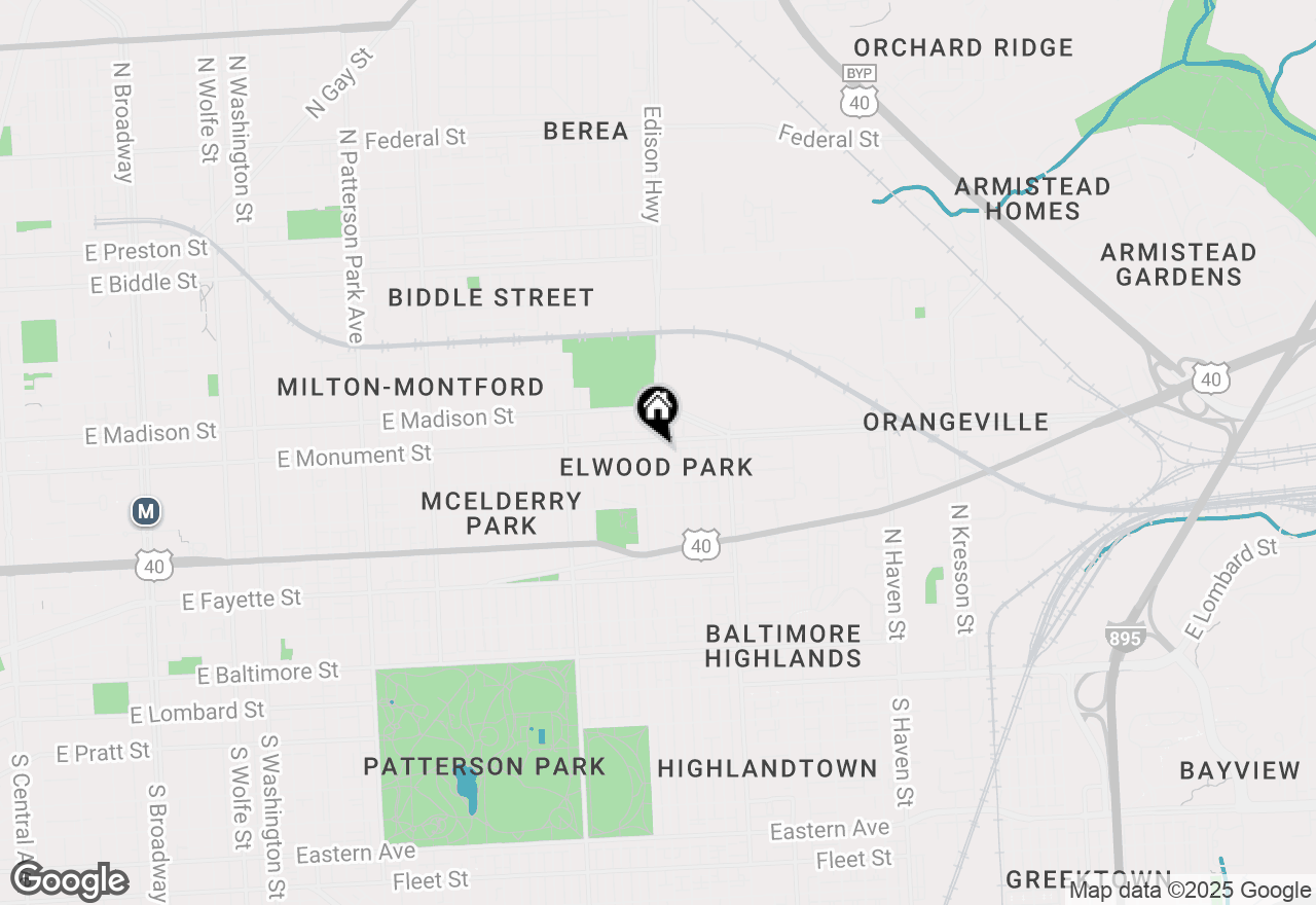 Map of 637 N Robinson Street, Baltimore, MD 21205