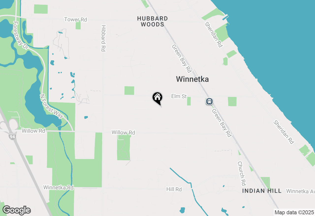 Map of 1004 Oak Street, Winnetka, IL 60093