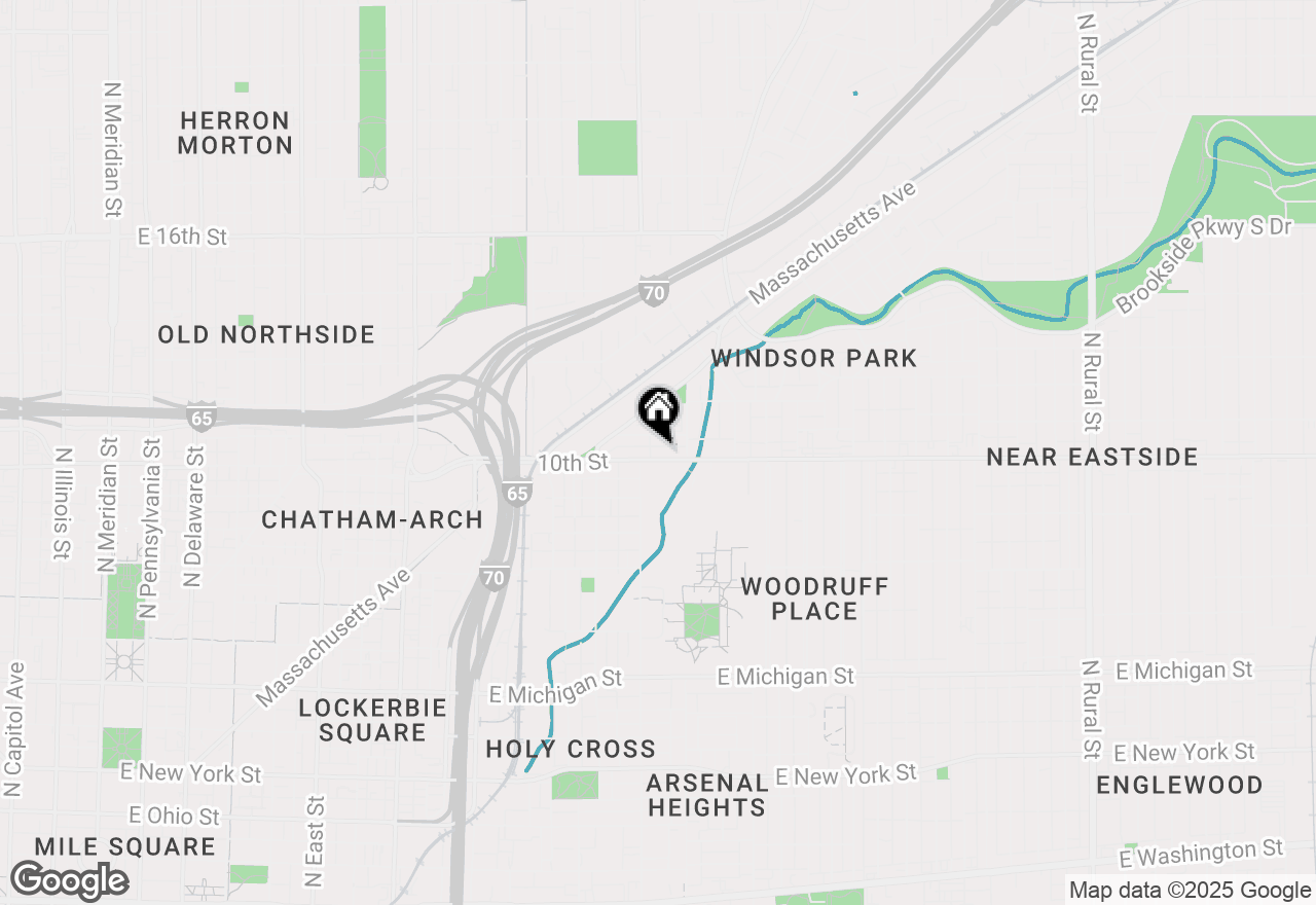 Map of 1422 E 10th Street, Indianapolis, IN 46201