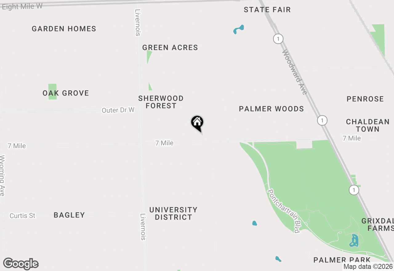 Map of 3205 Sherbourne Road, Detroit, MI 48221