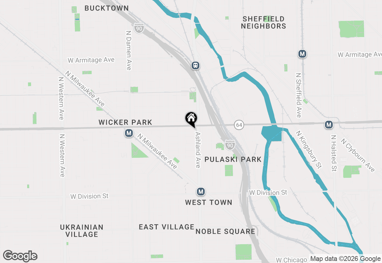Map of 1624 W Pierce Avenue, Chicago, IL 60622