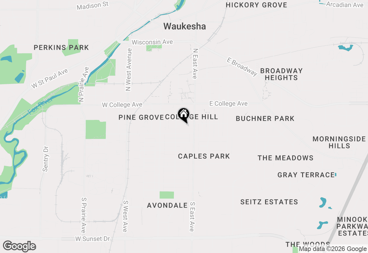 Map of 129 W Laflin Ave, Waukesha, WI 53186