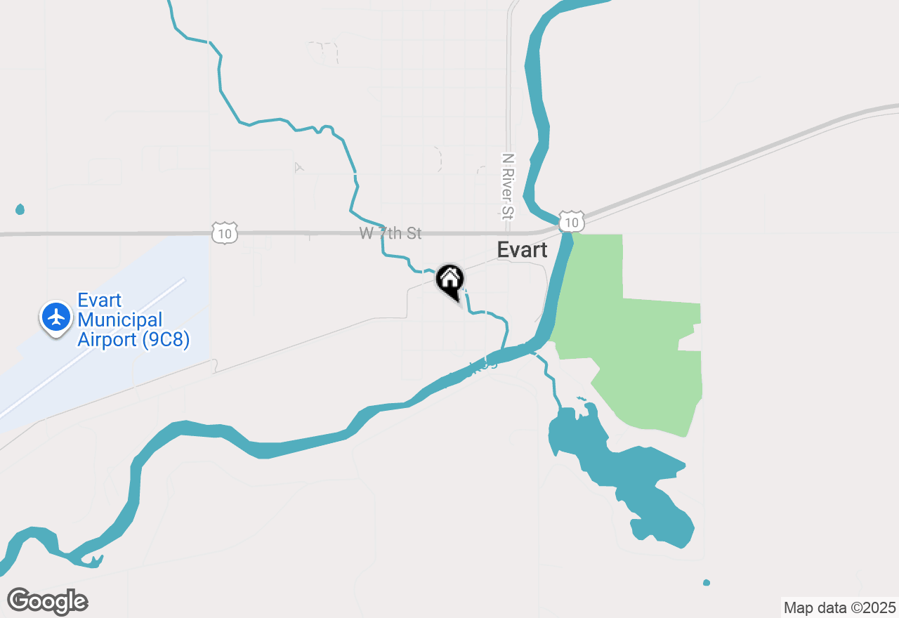 Map of 327 S Hemlock Street, Evart, MI 49631