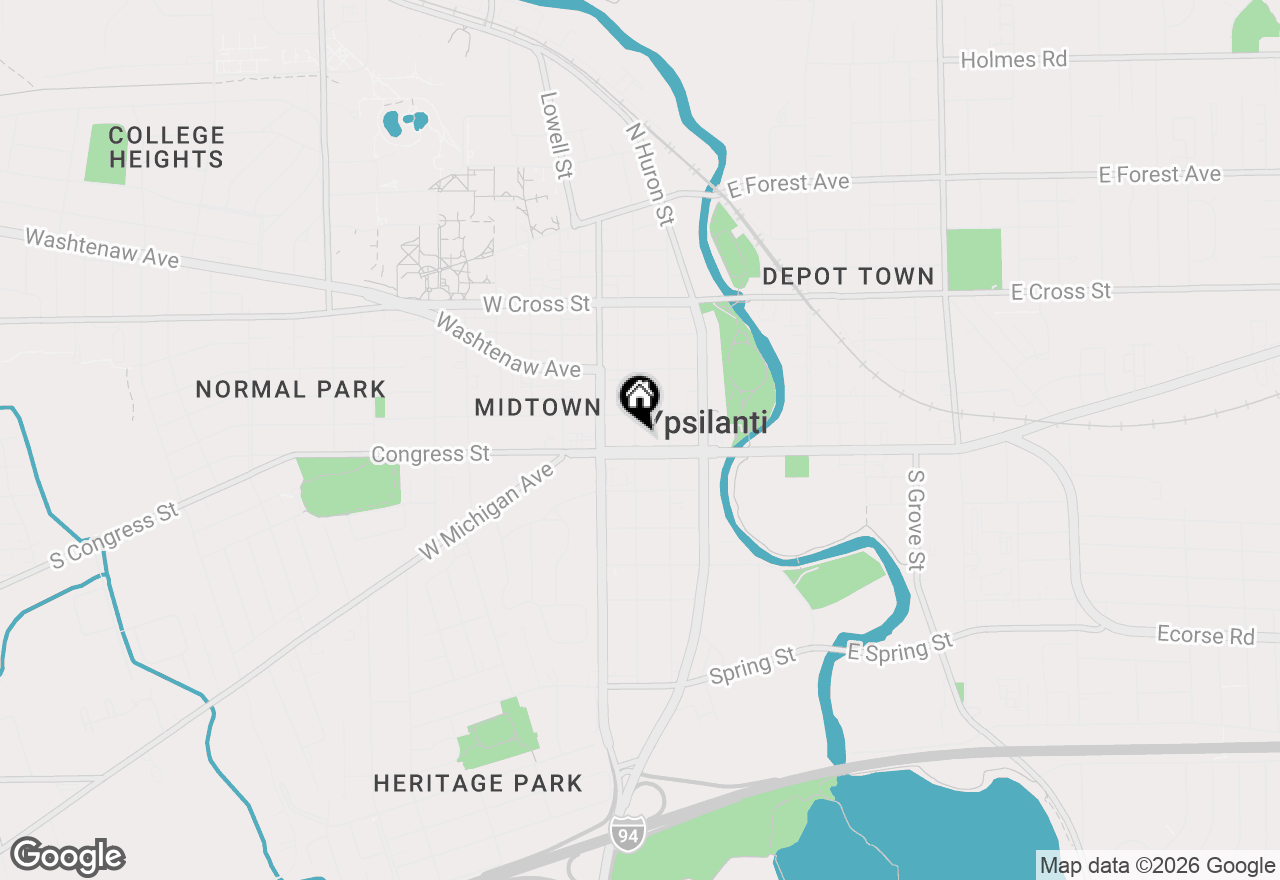 Map of 10 N Adams Street, Ypsilanti, MI 48197