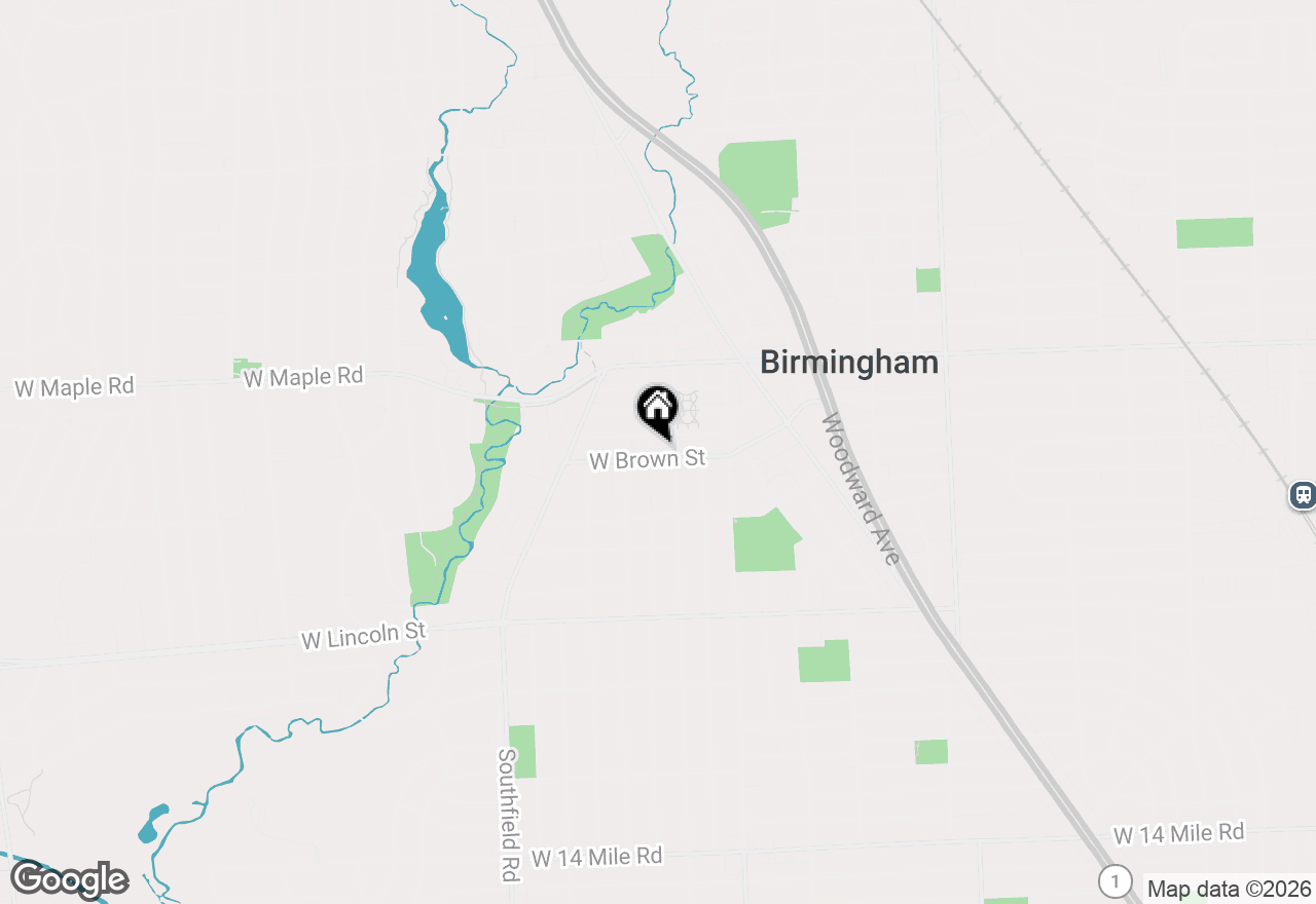 Map of 366 W Brown Street, Birmingham, MI 48009
