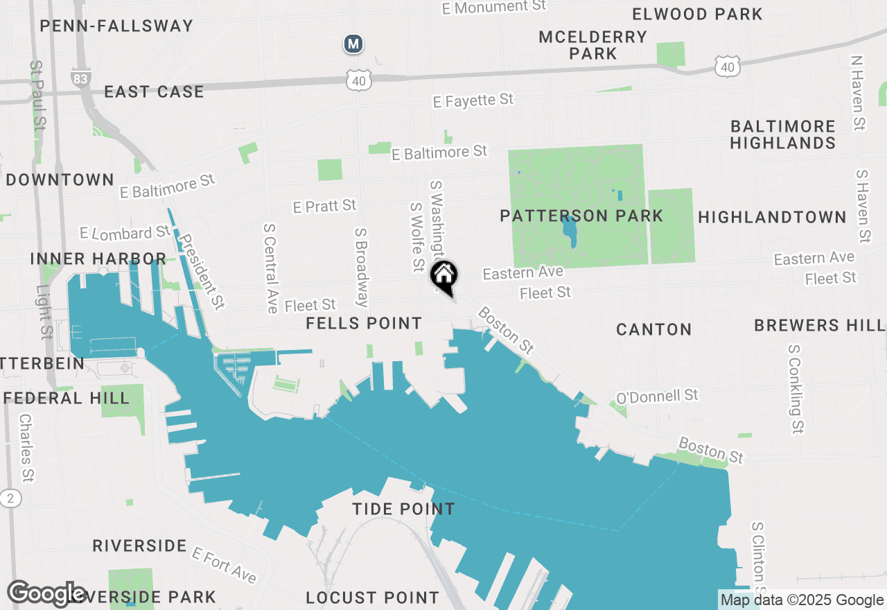 Map of 605 S Washington Street, Baltimore, MD 21231