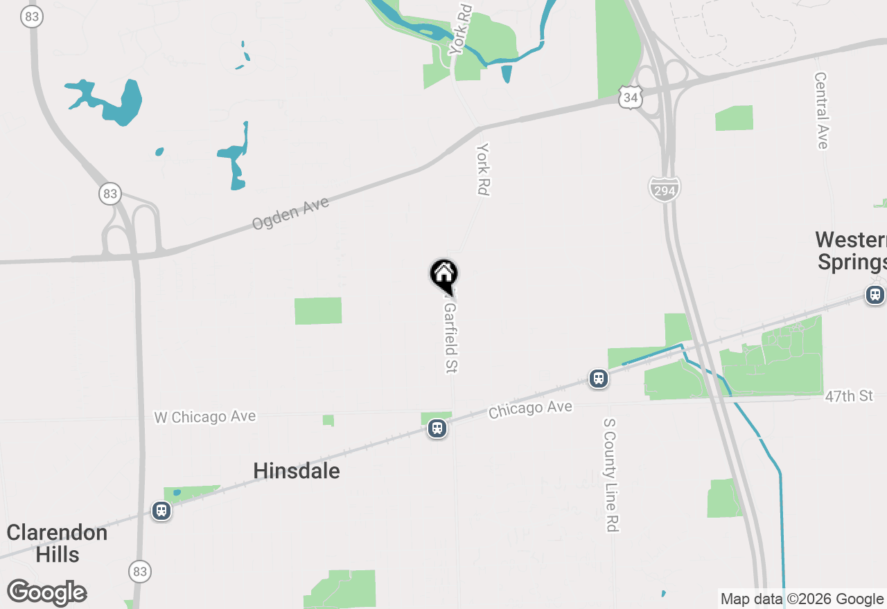 Map of 322 N Garfield Street, Hinsdale, IL 60521