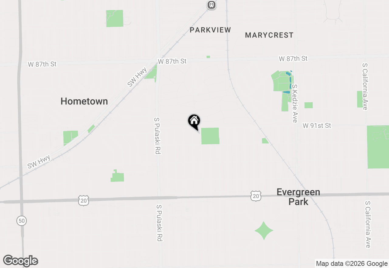 Map of 9121 S Hamlin Avenue, Evergreen Park, IL 60805