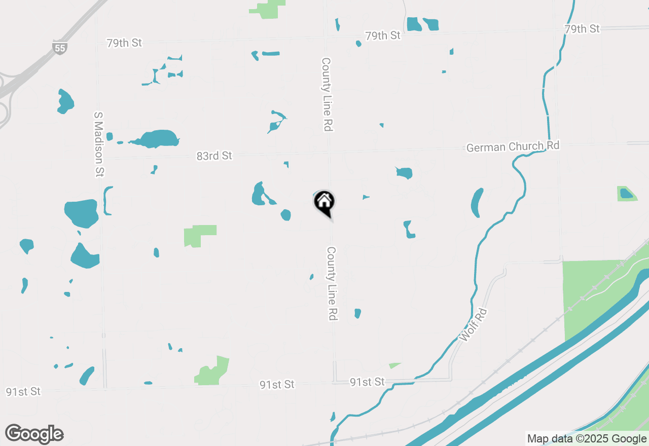 Map of 1 Hidden Lake Drive, Burr Ridge, IL 60527