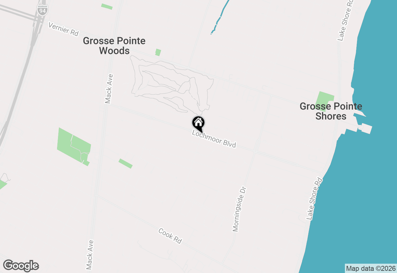 Map of 1041 Lochmoor Boulevard, Grosse Pointe Woods, MI 48236