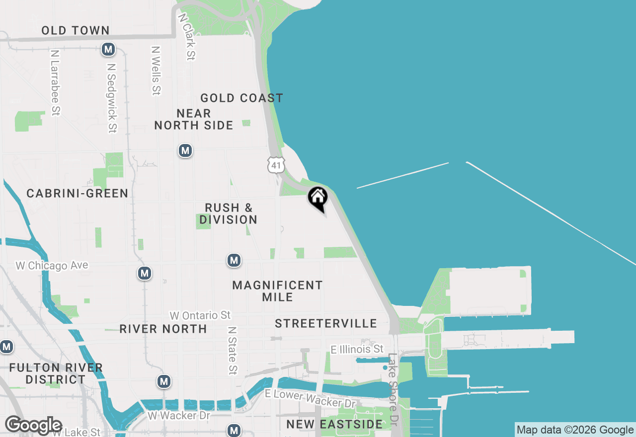 Map of 230 E Delaware Place #1E, Chicago, IL 60611