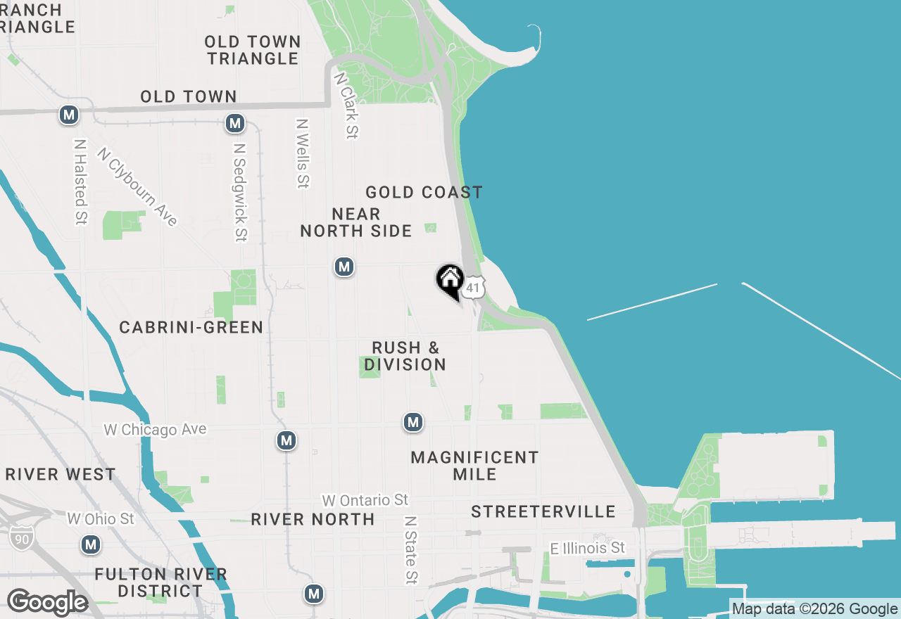 Map of 100 E Bellevue Place #24A, Chicago, IL 60611