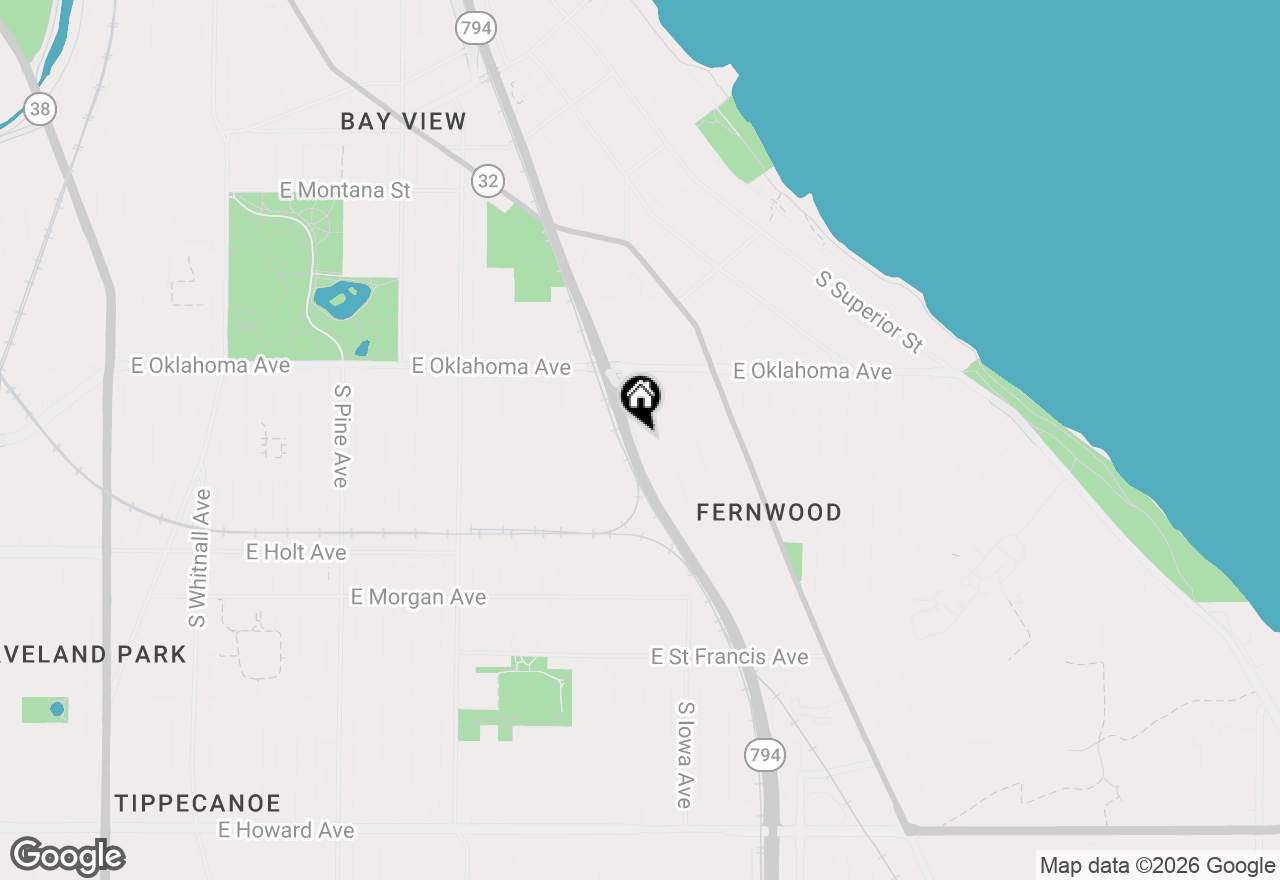 Map of 1818 E Fernwood Ave, Milwaukee, WI 53207