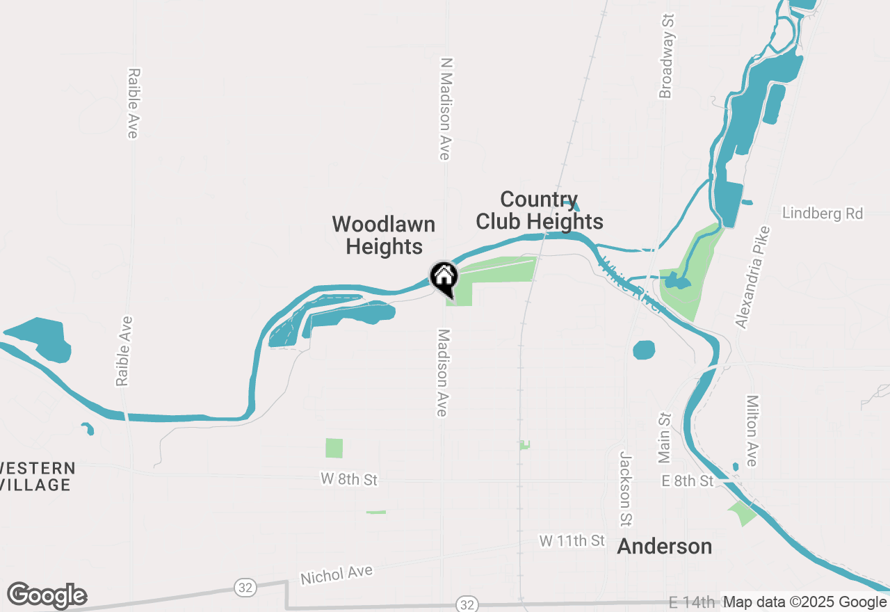 Map of 1 N Madison Avenue, Anderson, IN 46016