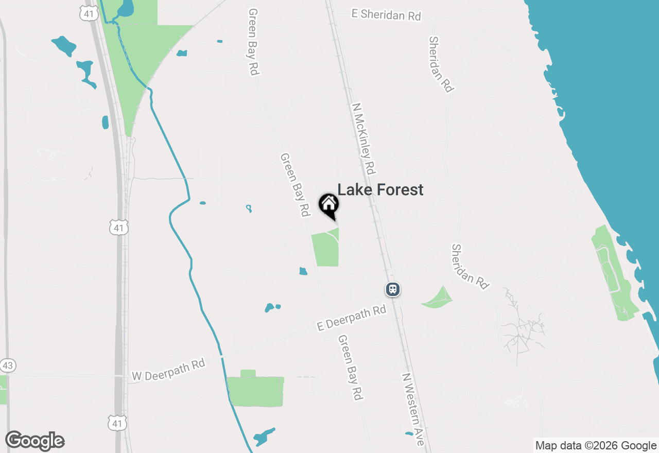 Map of 90 E Woodland Road, Lake Forest, IL 60045