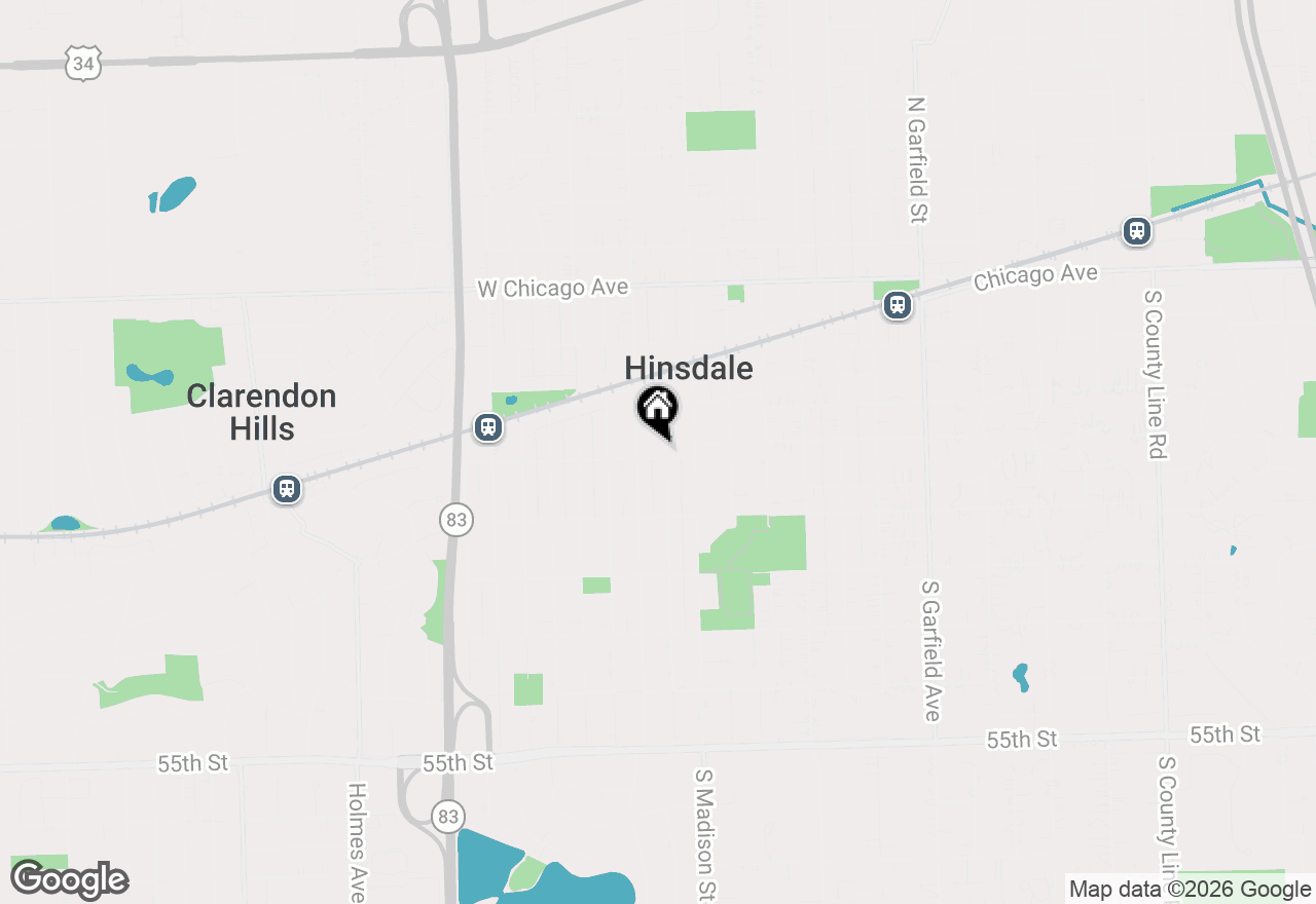 Map of 242 S Thurlow Street, Hinsdale, IL 60521